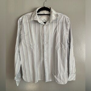 Perry Ellis | vintage 100% cotton striped long sleeve button down shirt | sz 18